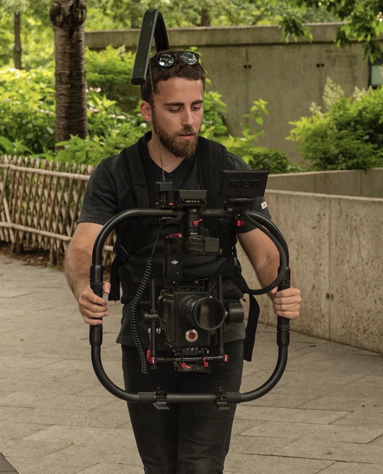 Operating the RED camera on a gimbal, AMK music video shoot