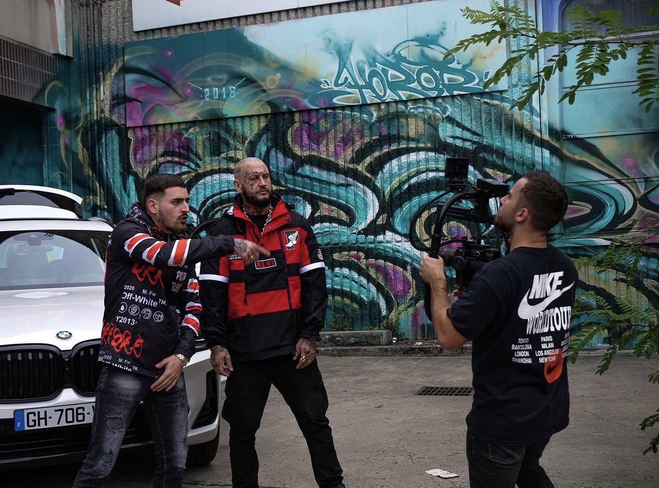 Filming a scene with Seth Gueko on the gimbal
